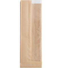 3 1/2" x 2 1/2" x 10 3/4" Kraft Window Sandwich / Half Baguette / Bakery Bag - 500/Case