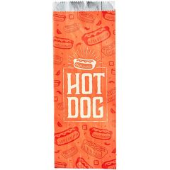 3 1/2" x 1 1/2" x 9" Printed Foil Hot Dog Bag - 1,000/Case