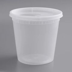 Heavy Duty 24 oz. Translucent Plastic Deli Container and Lid Combo Pack - 240/Case
