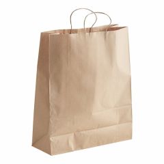 16" x 6" x 19 1/4" Natural Kraft Paper Customizable Shopping Bag with Handles - 200/Case