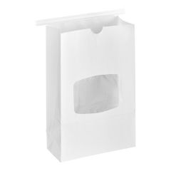 2 lb. White Customizable Paper Cookie / Coffee / Donut Bag with Window and Tin Tie Closure - 500/Case