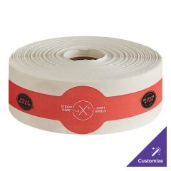 9" x 1 1/4" Customizable Red Paper Small Open Dome Lid Tamper-Evident Drink Label with Band - 250/Roll