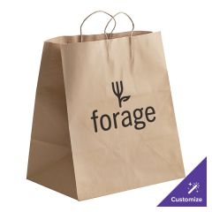 16" x 11" x 18 1/4" Natural Kraft Paper Customizable Shopping Bag with Handles - 200/Case