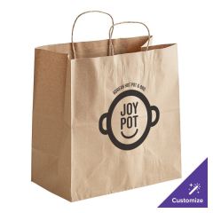 13" x 7" x 13" Natural Kraft Paper Customizable Shopping Bag with Handles - 250/Case