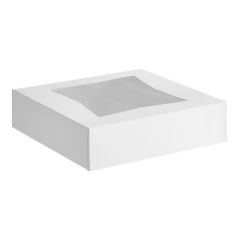 10" x 10" x 2 1/2" White Customizable Auto-Popup Window Pie / Bakery Box - 200/Case