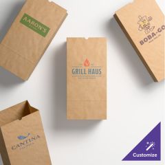 8 lb. Natural Kraft Paper Customizable Bag - 500/Case Width 6 1/8 InchesHeight 12 7/16 Inches Gusset Width4 1/8 Inches