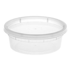 Heavy Duty 8 oz. Translucent Plastic Deli Container and Lid Combo Pack - 240/Case