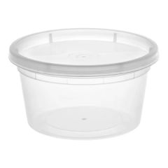 Heavy Duty 12 oz. Translucent Plastic Deli Container and Lid Combo Pack - 240/Case