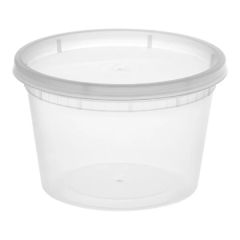 Heavy Duty 16 oz. Translucent Plastic Deli Container and Lid Combo Pack - 240/Case