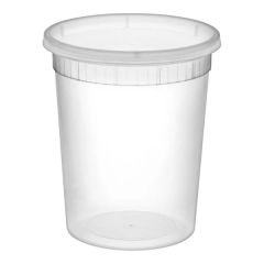 Heavy Duty 32 oz. Translucent Plastic Deli Container and Lid Combo Pack - 240/Case